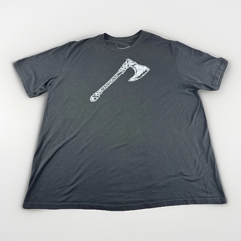 Dream Minecraft Manhunt T-Shirt Men 3XL Black Short Sleeve Axe YouTuber Crewneck